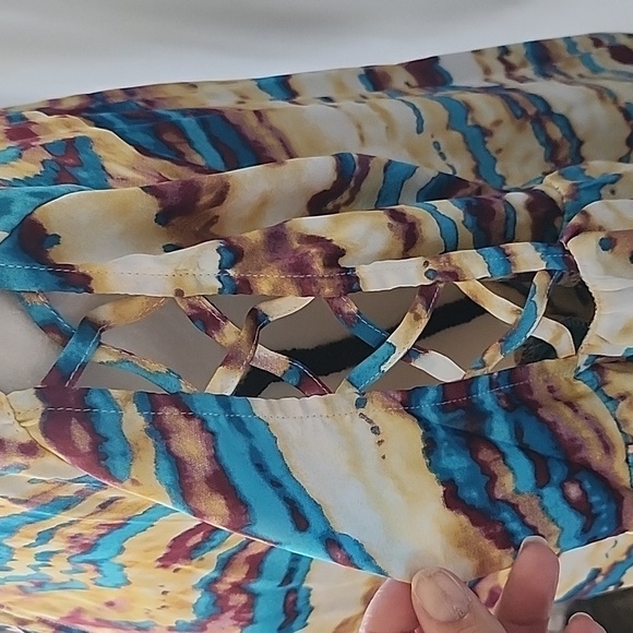 Cato multicolored tie neck cold should blouse NWT - Picture 8 of 13